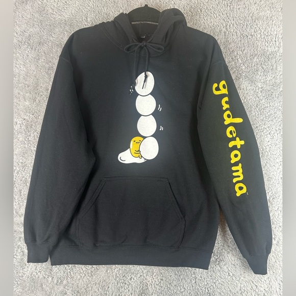 Gudetama Sanrio Hoodie Long Sleeve Black Sweatershit Women’s, Size M - Picture 2 of 14